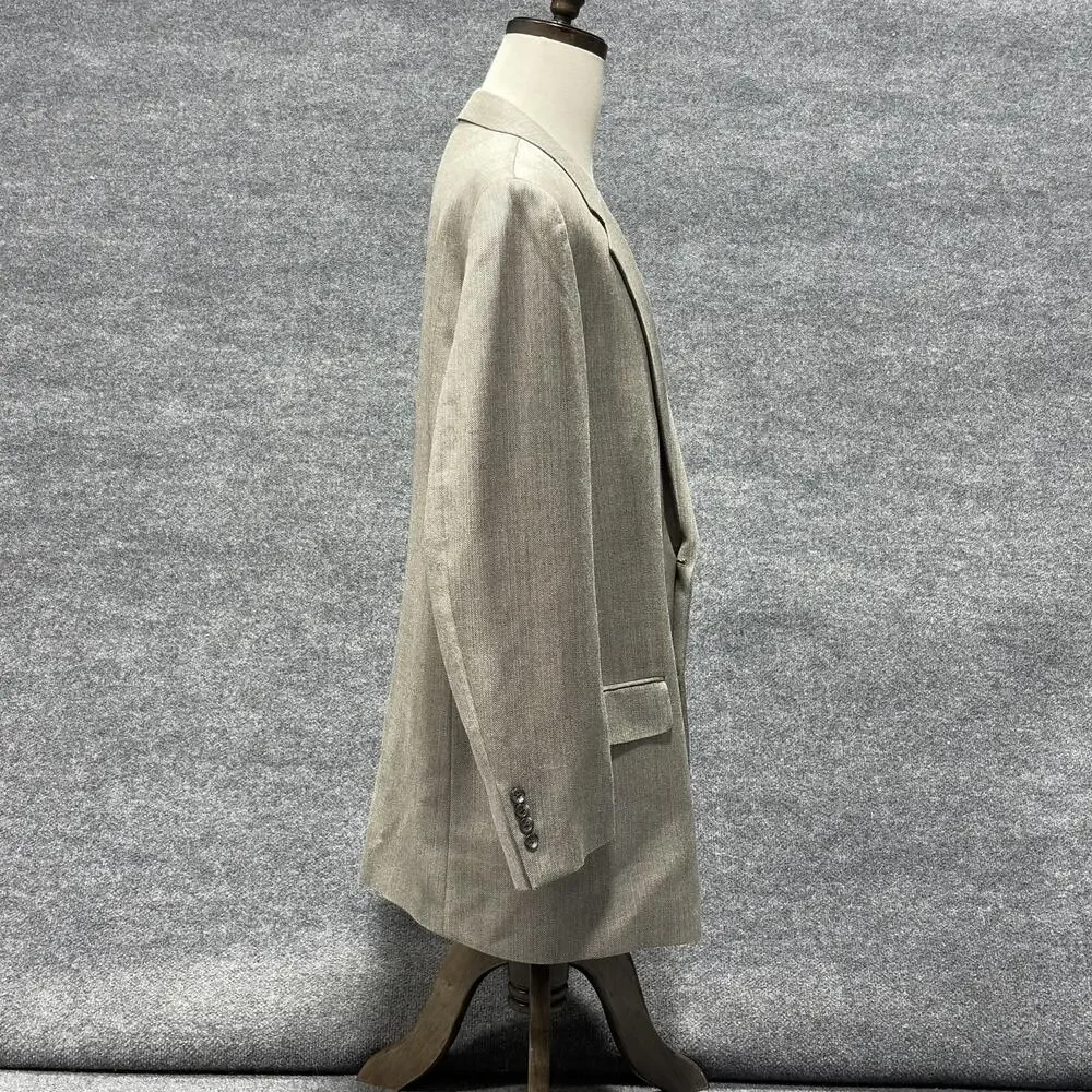 Jos A Bank Signature Blazer Mens 48L Gray Silk Camelhair Herringbone